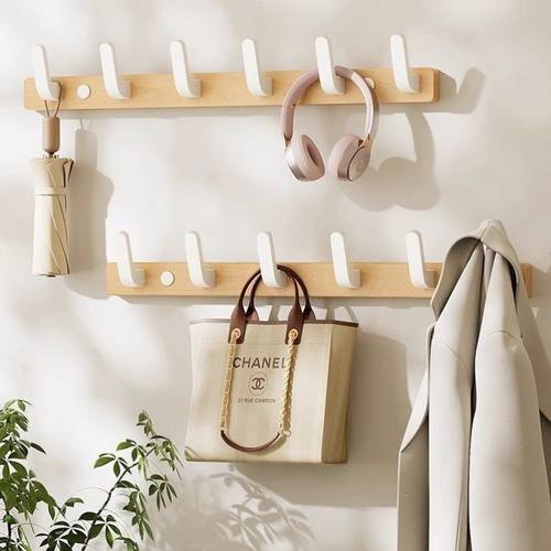 胡桃木挂钩更衣室挂钩试衣免打孔门后挂衣架墙上个性进门大衣挂钩