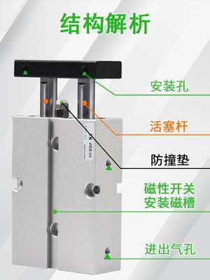 TDA10双轴25双杆16大推力32气缸TN20小型气动10*20X30X40X50X100S