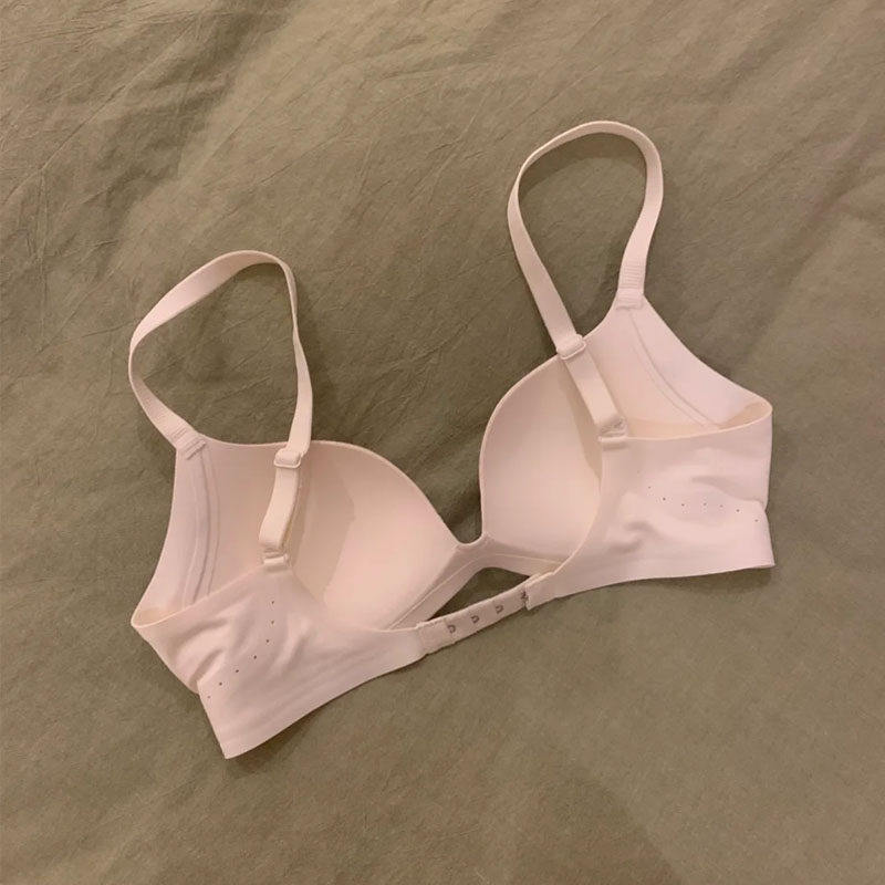 U型露背无痕美背光面内衣女无钢圈性感深V聚拢小胸收副乳文胸套装