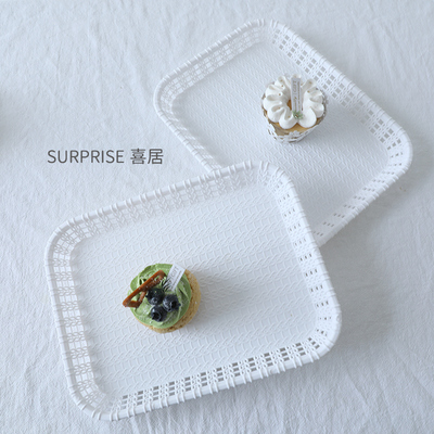 蛋糕点心塑料托盘长方形盘子甜品面包下午茶歇摆盘零食杯子收纳盘
