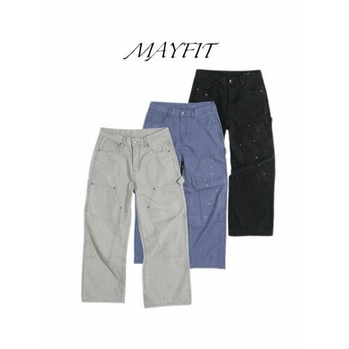MAYFIT「泼墨」YKK美式13盎司工装裤小众设计感直筒伐木裤休闲裤