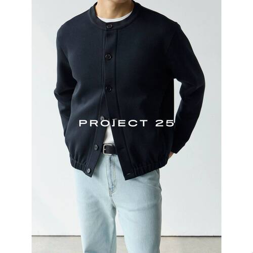 PROJECT 25 360g轻盈挺括空气层圆领纽扣开衫卫衣外套通勤百搭