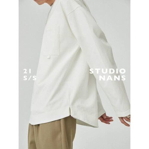 【NANS】织带挂袢口袋圆领紧密纺基础长袖TEE / LONG-SLEEVED TEE