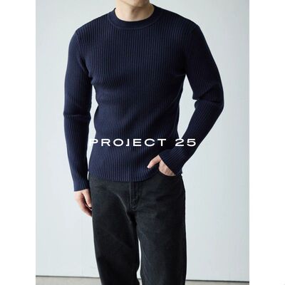 PROJECT 25 秋冬弹力坑条针织修身版型长袖贴身亲肤休闲打底毛衣