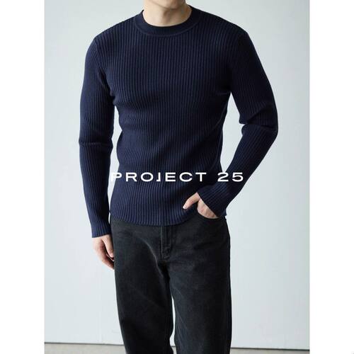 PROJECT 25 秋冬弹力坑条针织修身版型长袖贴身亲肤休闲打底毛衣