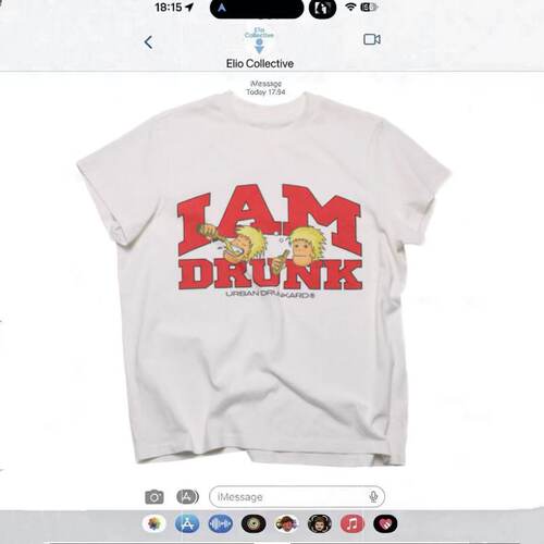 GROUPMAREK[GMK] 都市醉汉白色drunk印花短袖T恤