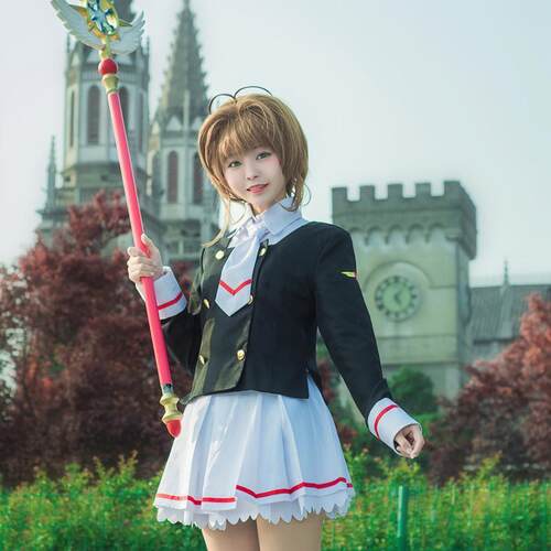 魔卡少女樱cos服百变小樱校服木之本樱play服装女生鞋假发动漫服