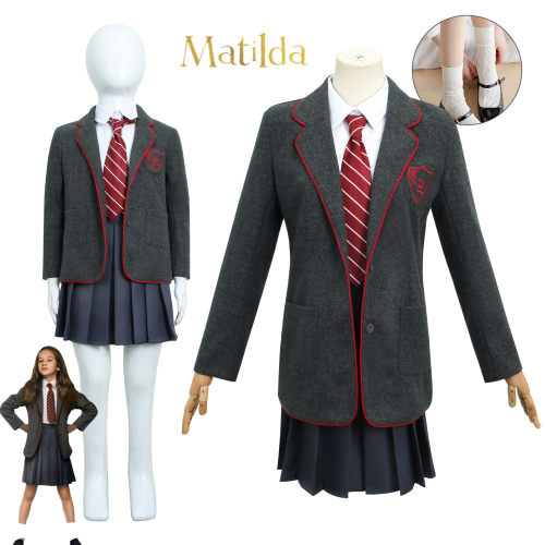 玛蒂尔达cos服Matilda灰色校服cosplay服 成人儿童码欧美影视制服