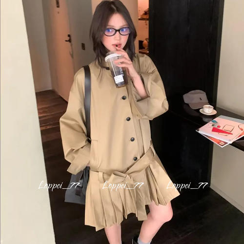陈佳楠NNS Ac*e25秋季新款英伦风 设计感立领短款韩系风衣外套女