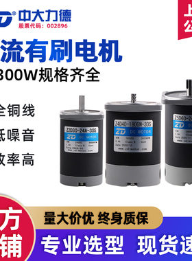 ZD/中大力德直流有刷光电机低压24V微小型减速马达10W-300W大功率