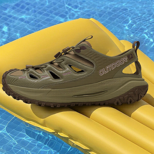 凉鞋男鞋特步洞洞鞋户外运动飞石