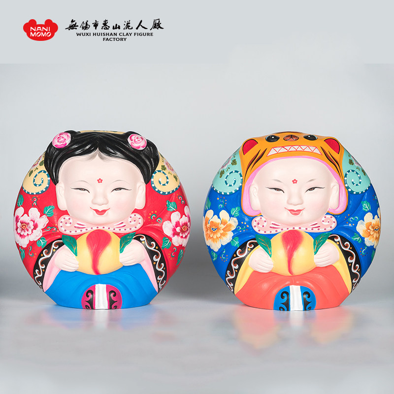 《祝寿阿福》泥塑无锡惠山泥人工艺师手工艺品阿福阿喜特色纪念品