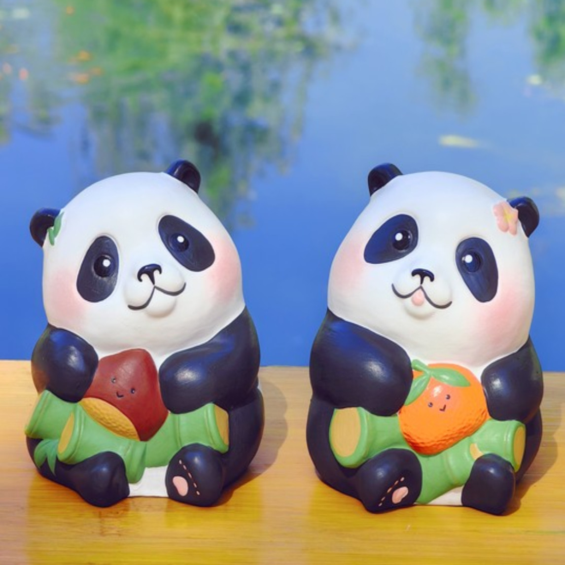惠山泥人非遗手作大桔大利熊猫泥塑一对传统国潮摆件送礼伴手礼,家居饰品,装饰摆件,淘宝优惠券,粉丝福利购,淘宝优惠卷