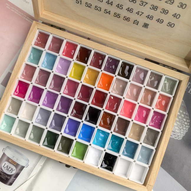 美甲盒子分装木盒子60格拍拍胶盒子可定制品指甲彩绘胶盒子PP材料