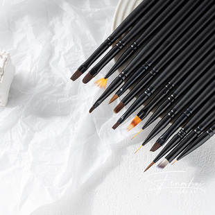 黑色14支套装美甲笔刷拉线笔彩绘光疗笔晕染笔小圆笔日式美甲工具