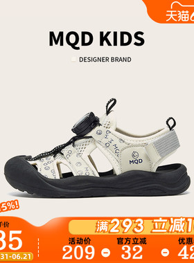 MQD童鞋男童凉鞋夏季新款户外涉水韩版纽扣软底儿童沙滩鞋女童
