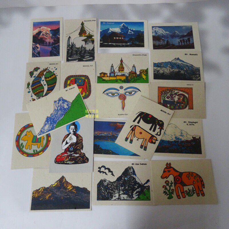 尼泊尔洛卡纸 明信片手绘风格 民族异域特色礼品节日礼物超多款