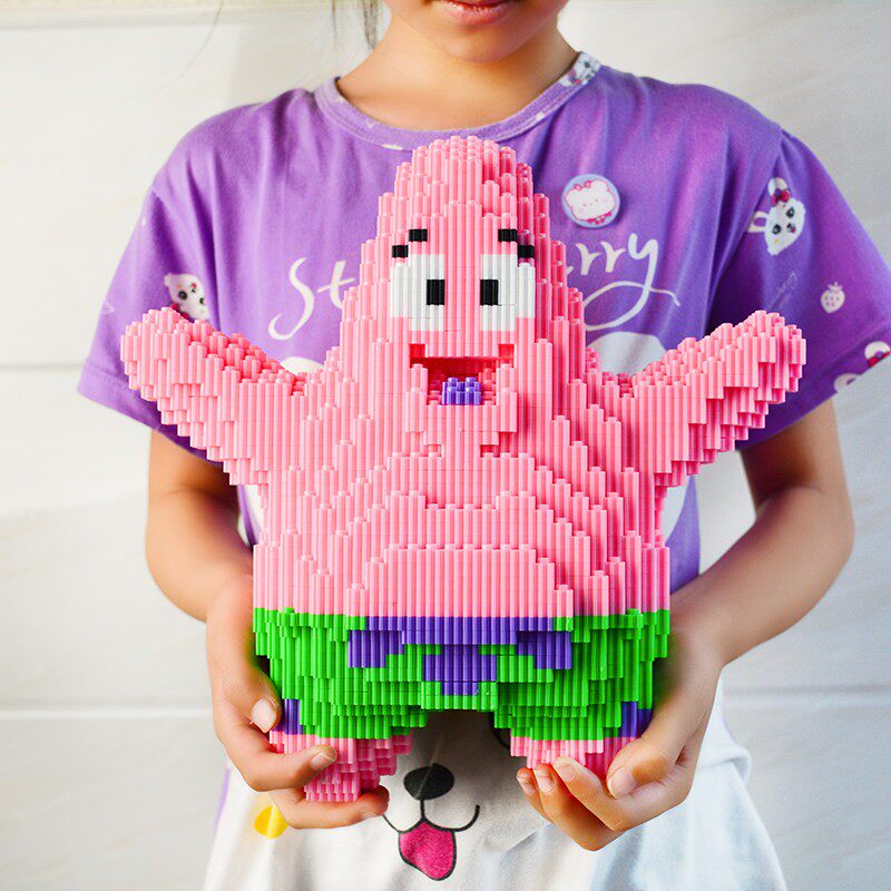 超大海绵宝宝派大星积木小颗粒男生女孩儿童益智拼装玩具拼图礼物