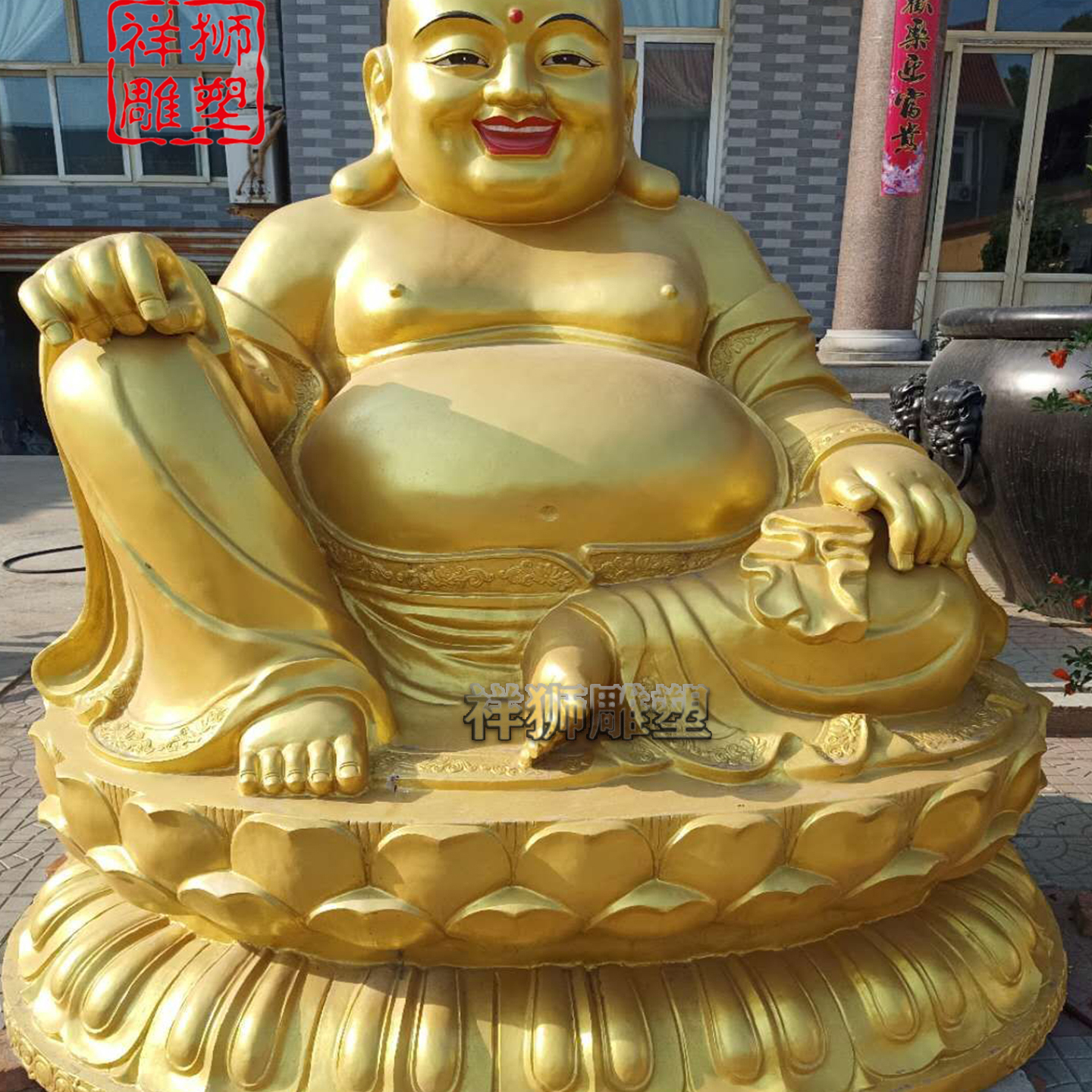 纯黄铜铸造弥勒佛佛像摆件批发