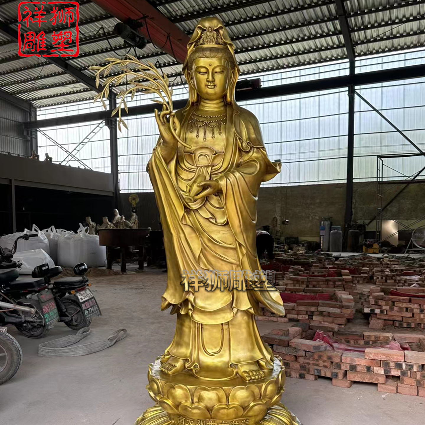 黄铜铸造观世音菩萨佛像大型摆件