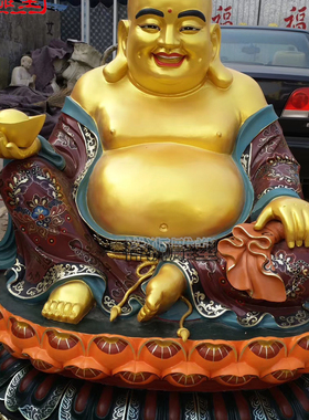 纯铜彩绘弥勒佛佛像大型摆件定制