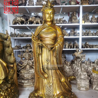 纯黄铜九天玄女神像多尺寸定制