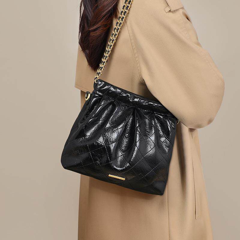 单肩包斜挎包女包包轻奢爆款2026新款黑色高级感百搭链条包手提袋