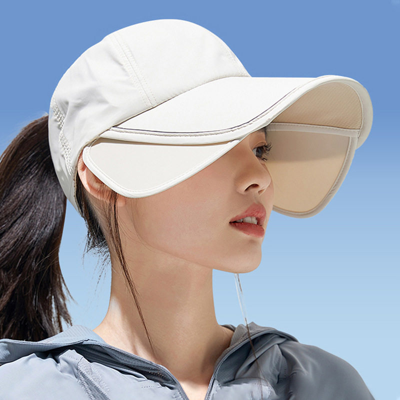 透气帽子户外女2026新款夏天大帽檐加宽女款鸭舌帽百搭太阳帽白色