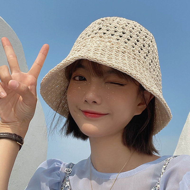 高贵上档次防晒帽女太阳帽子防晒百搭帽冬季镂空渔夫帽盆帽新款
