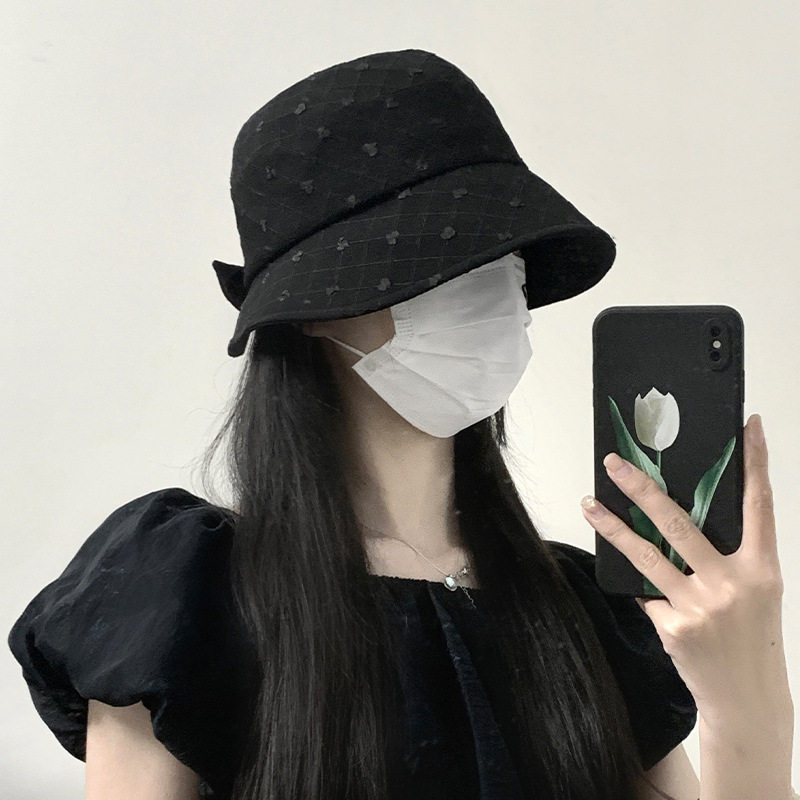 防晒帽子女新款太阳帽防晒网红帽子黑色渔夫帽冬季百搭帽新款洋气