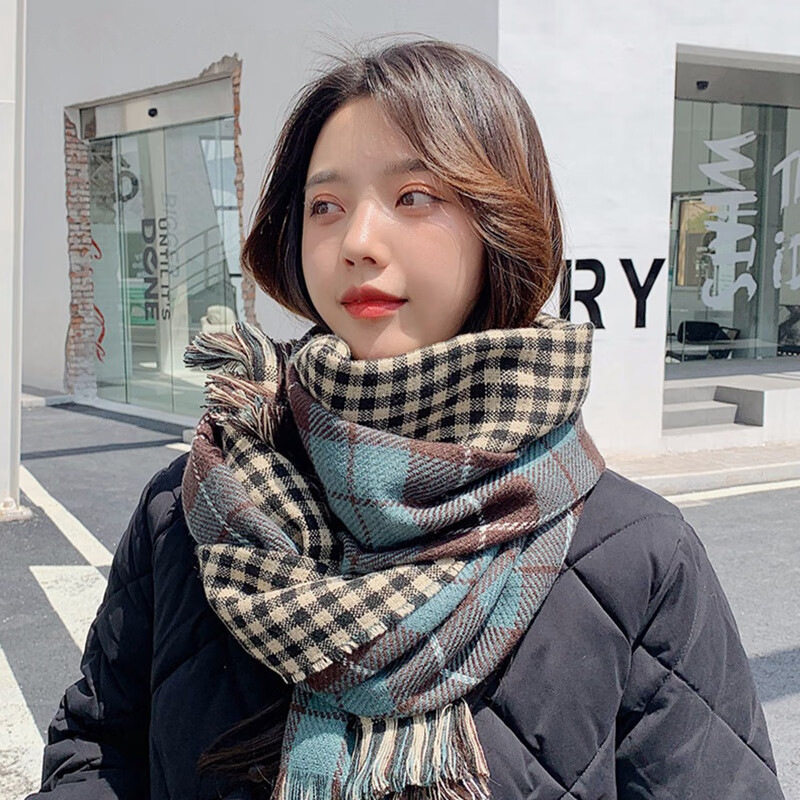 围巾女款爆款2025新款格子围脖冬季高级感保暖网红款加厚百搭秋冬