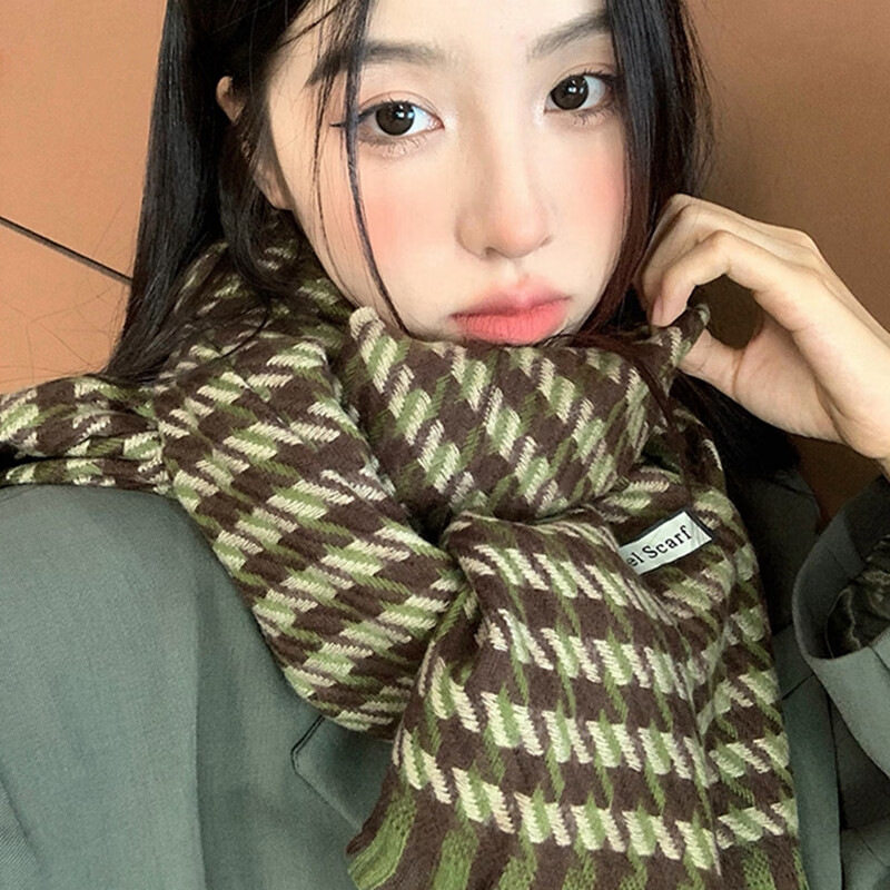 针织围巾毛毛围脖披肩保暖脖套百搭冬天高级感格子氛围感冬季款