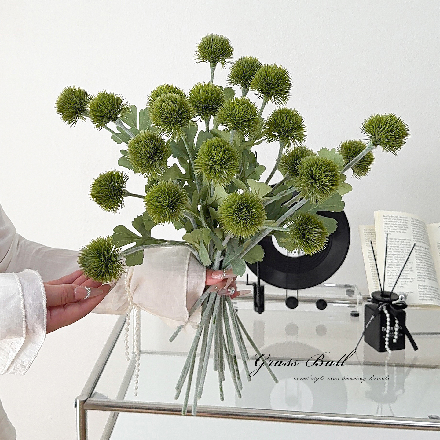 田园风手感小草球仿真花绿植蒲公英把束葱球花氛围造景装饰假花