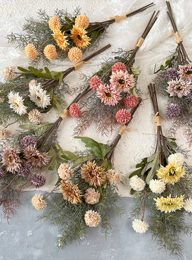 RoomTour原创蒲公英小雏菊手捧花仿真花餐桌花摆花假花花束装饰花