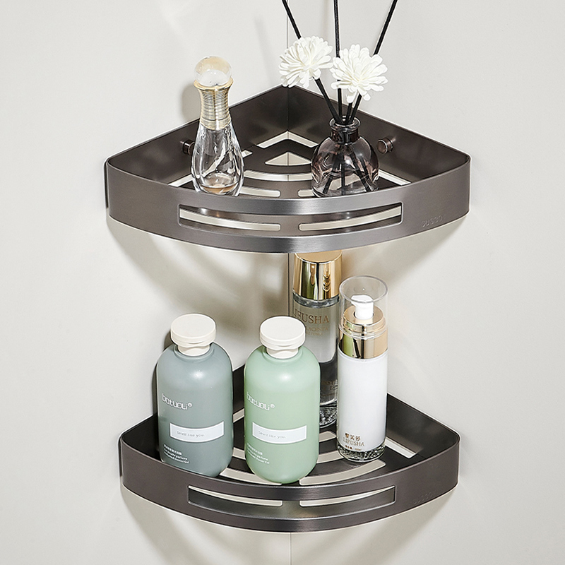 拉丝转角置物架枪灰色