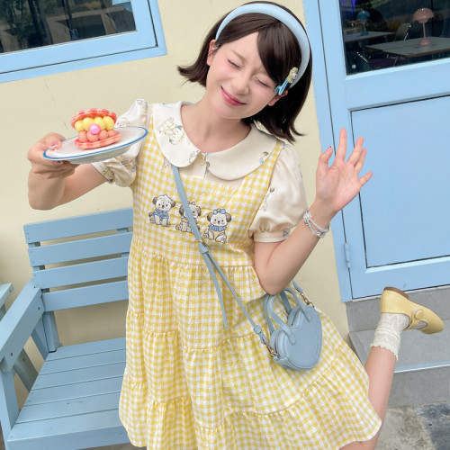 森女部落原创格子背带裙甜妹少女A字裙连衣裙2025年夏季新款女装
