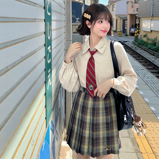 迪士尼授权原创森女部落复古闪电树懒JK格裙制服A字高腰半身短裙