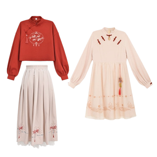 新年限量款！原创森女部落汉元素拜年服小个子套装内搭连衣裙秋冬