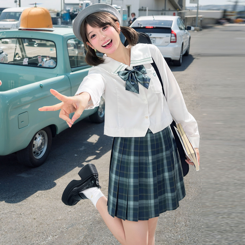森女部落原创季风洋流校供感小众深绿jk格裙女2025年新款女装