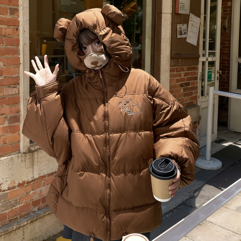 【现货】森女部落原创小熊造型面包服减龄可爱棉衣棉服连帽冬外套