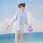 搭配女2025年春夏新款 原创森女部落萌趣章鱼印花袖 套百搭防晒夏季