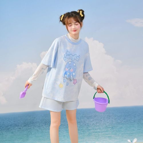 原创森女部落萌趣章鱼印花袖套百搭防晒夏季搭配女2025年春夏新款