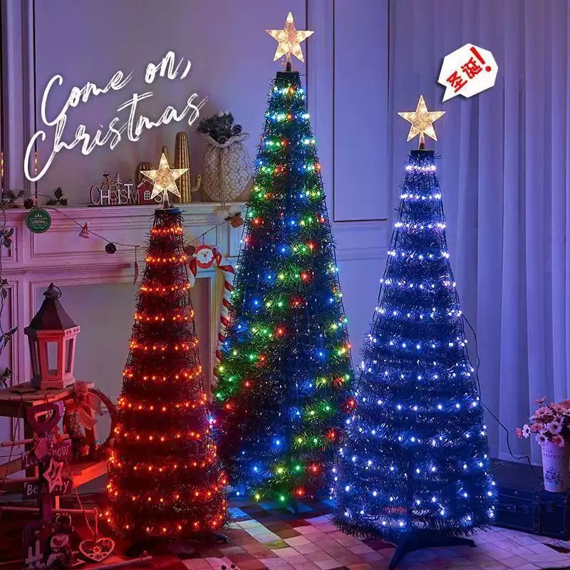 圣诞树灯商场橱窗节日布置餐厅店铺氛围灯圣诞节装饰彩灯七彩变色