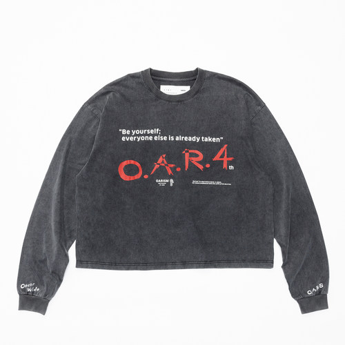 oarism酵洗做旧4周年印花T恤