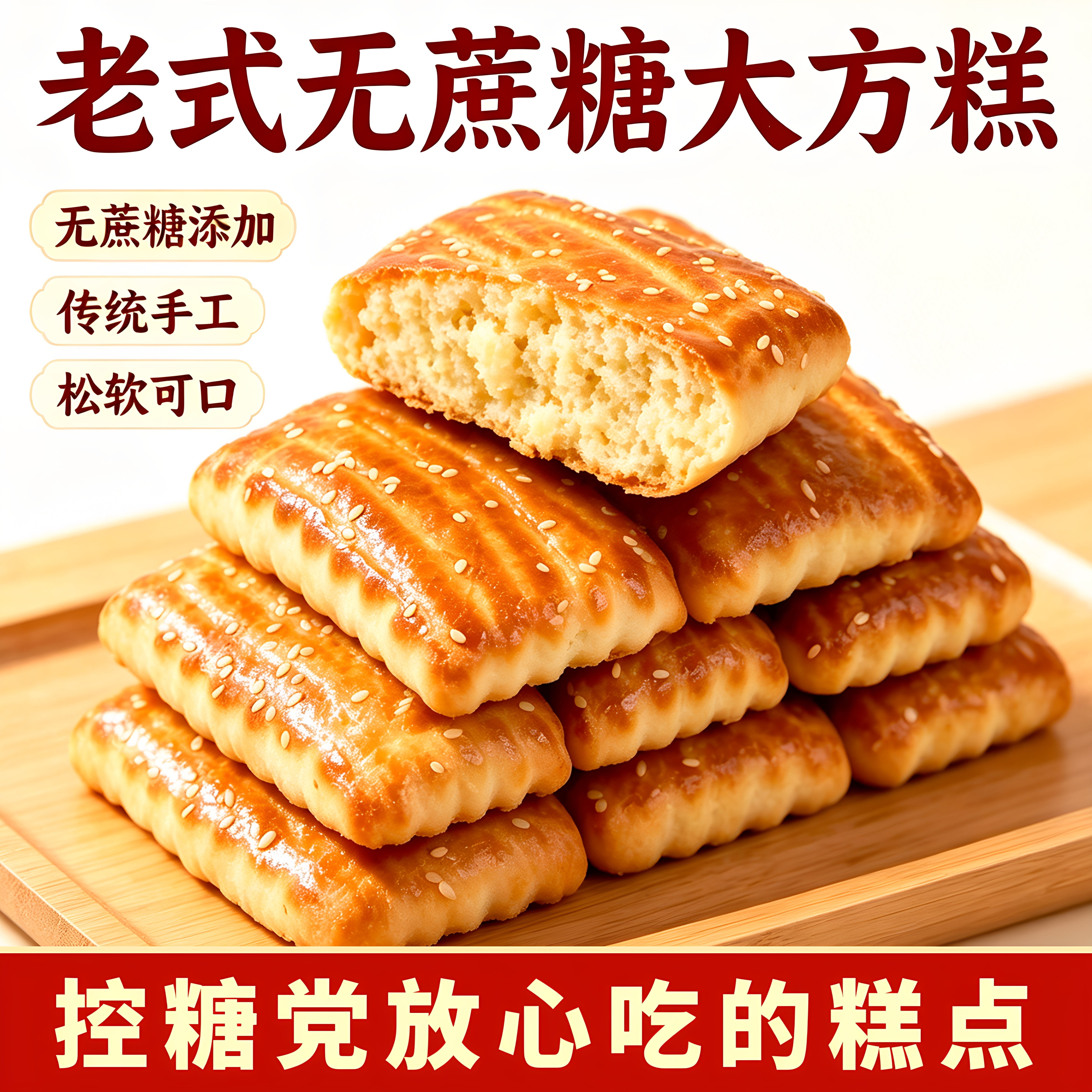 东北老式无蔗糖大方糕点独立包装