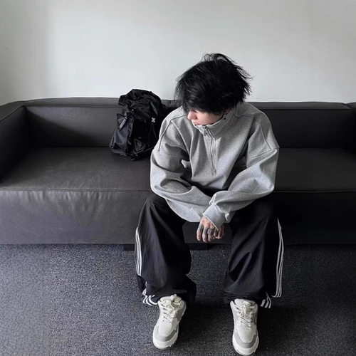 cleanfit半拉链立领重磅卫衣男