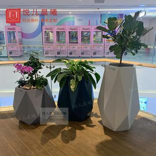 玻璃钢花盆商场室内户外酒店花器组合简约美陈落地折纸大花瓶直销