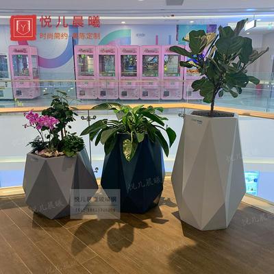 玻璃钢花盆商场室内户外酒店花器组合简约美陈落地折纸大花瓶直销