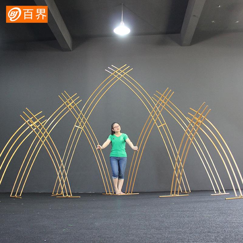 百界新款婚庆道具铁艺舞台背景屏风户外婚礼装饰花门活动拱门架子