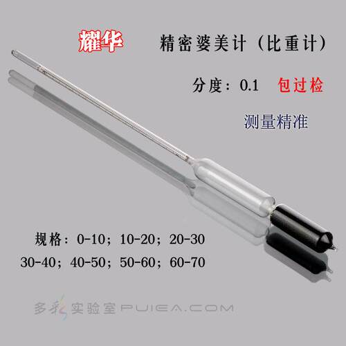 正品耀华包检精密波美计高精度玻璃婆美度比重计凉皮面浆密度浮计